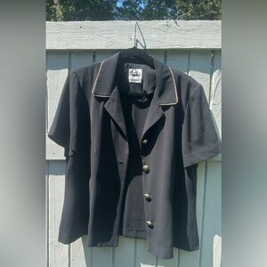 Fitted Short Sleeve Blazer with Vintage Gold Hardware